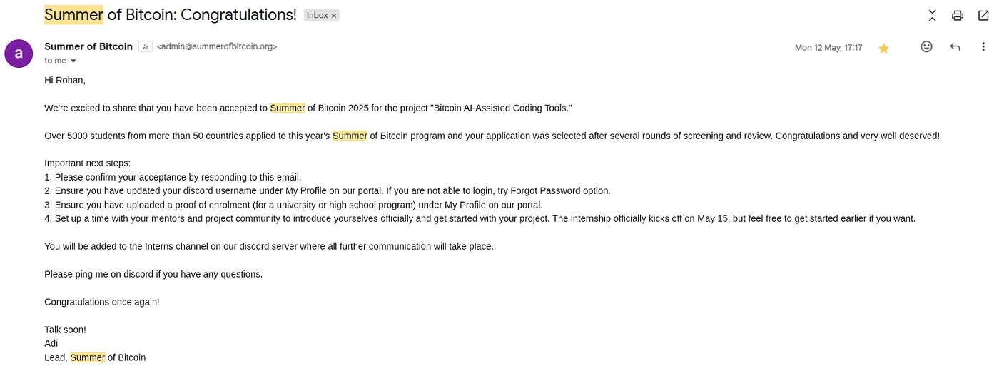 Getting into Summer of Bitcoin 2025