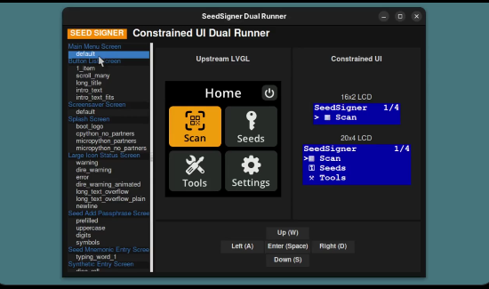 Alternative SeedSigner UIs Across Display Constraints and Accessibility Modes: My Midterm Progress